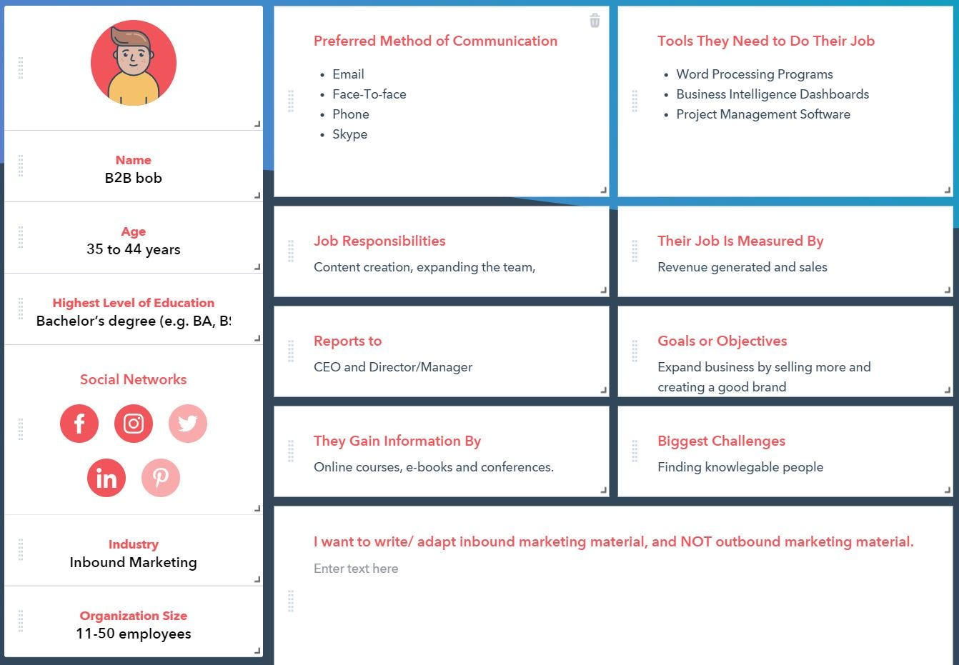 Image showcasing Hubspot's Make My Persona Tool, which helps you create your buyer persona 